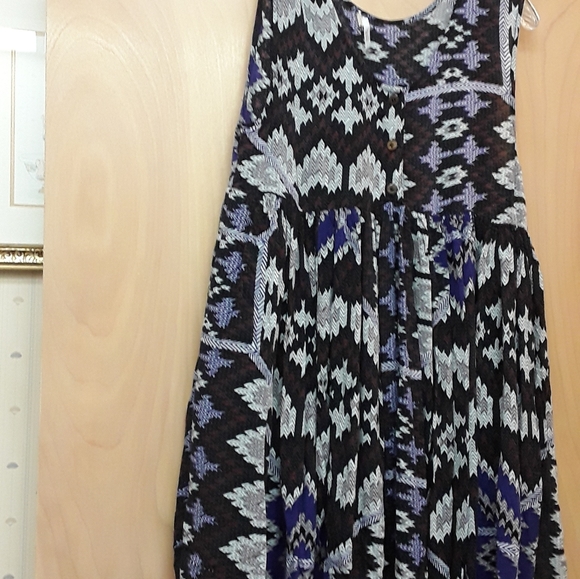 Free People Black Purple take me to thailand Geometric Aztec Print dress - Picture 5 of 15